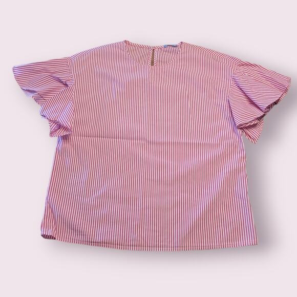 J.McLaughlin Red White Striped Flutter Sleeve Top Size S – EUC - Picture 1 of 5